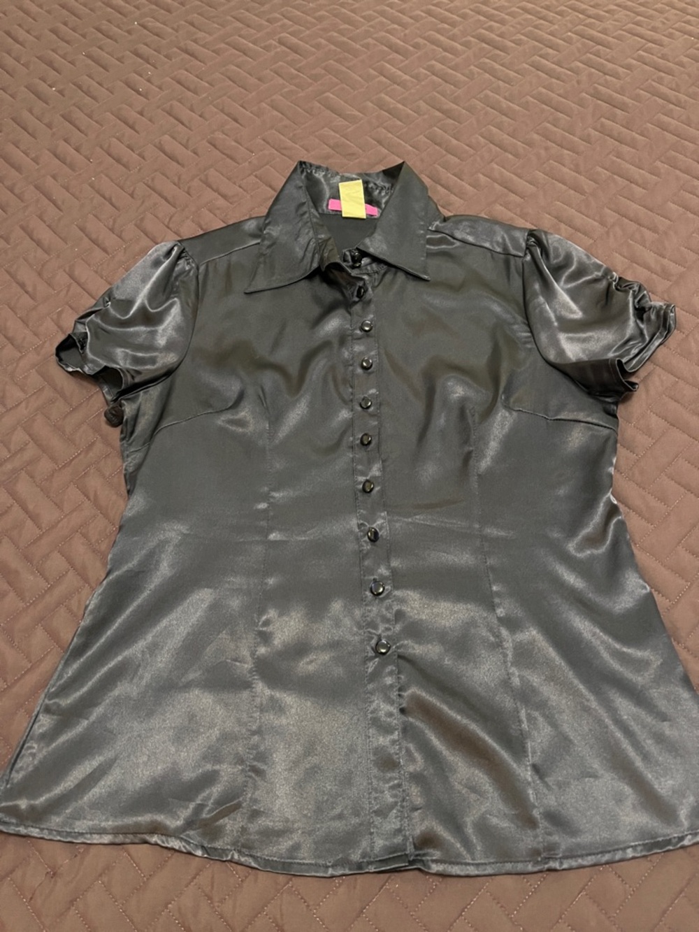Navy blue Satin Button-Up Blouse